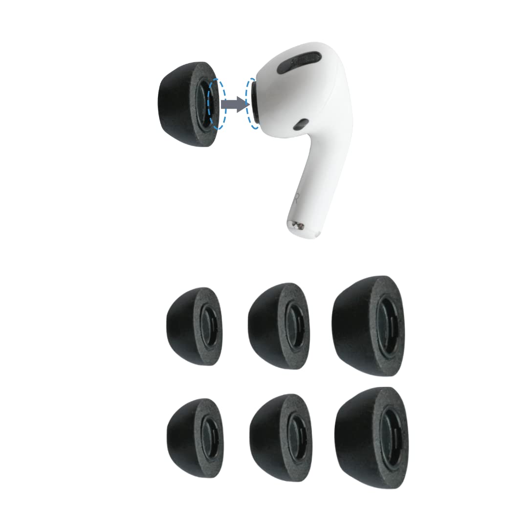 Comply memory foam tips on AirPods Pro Gen 1–2 demonstrate secure, comfortable fit.
