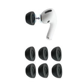 COMPLY front packaging showing three pairs and secure fit benefit