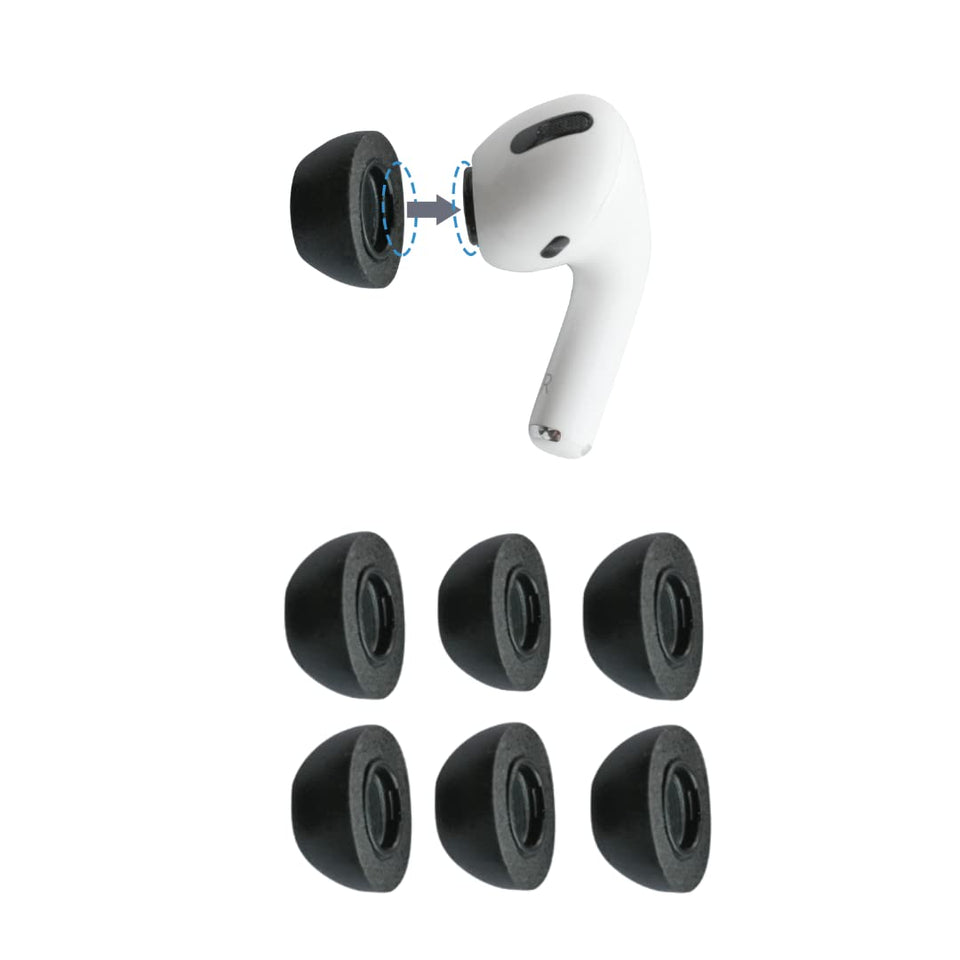 COMPLY front packaging showing three pairs and secure fit benefit