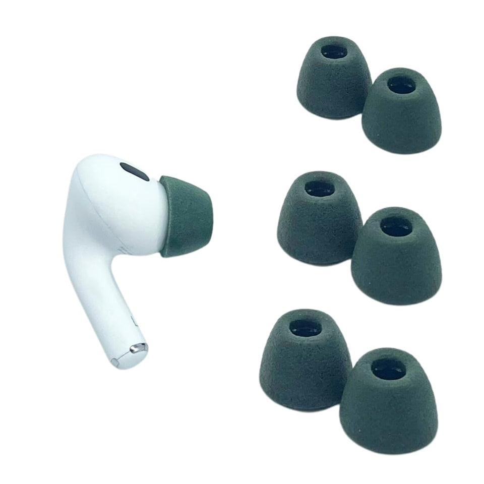 COMPLY front packaging showing green large replacement tips, durable storage benefit