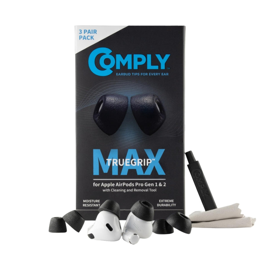 COMPLY front packaging showing three pairs and clear labeling, ensures confident purchase
