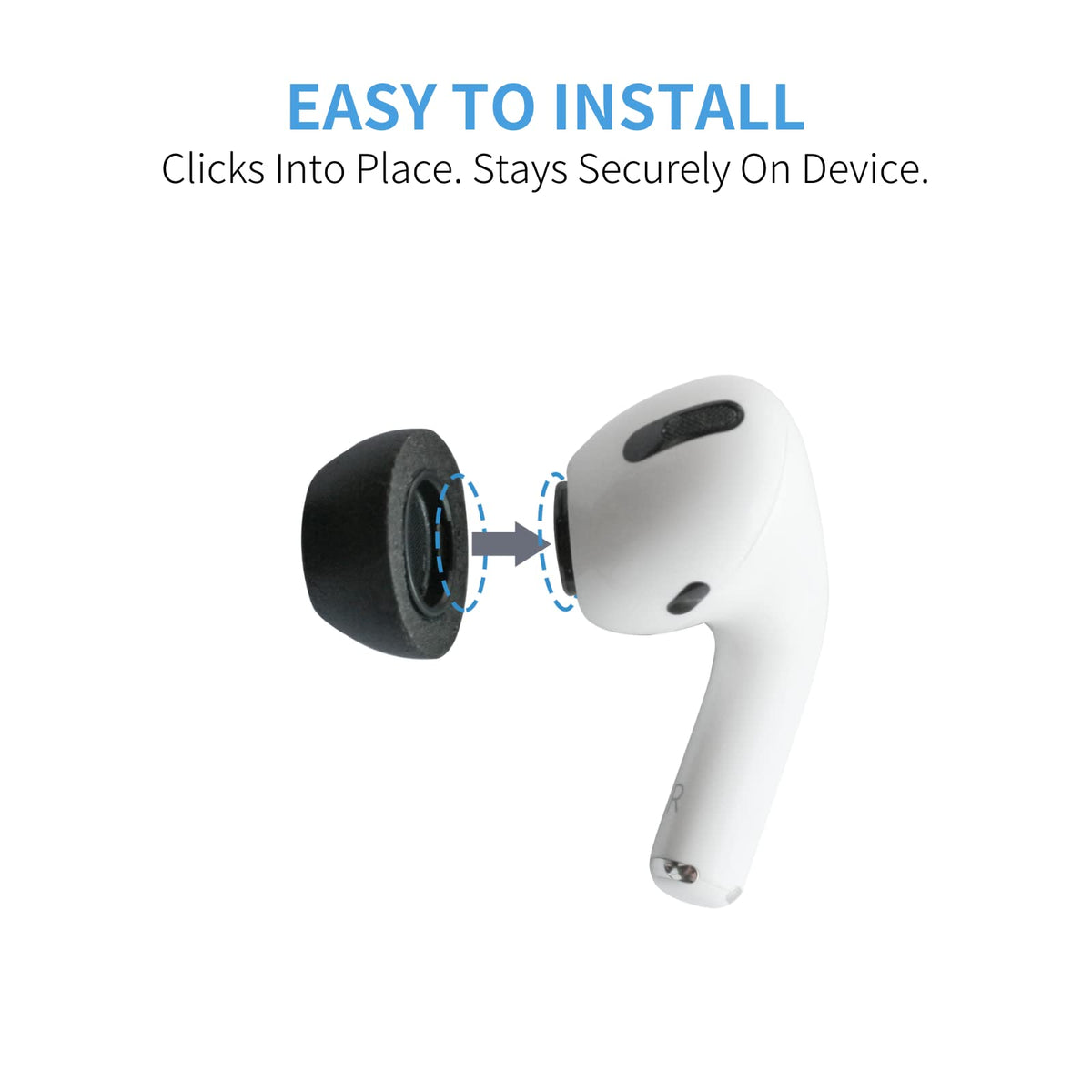COMPLY earbud in ear demonstrating stable fit and reduced slip