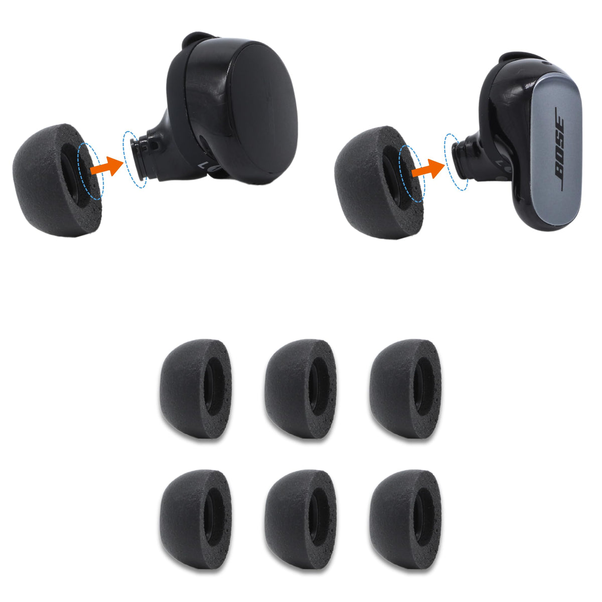 COMPLY memory foam ear tips for Bose QuietComfort II deliver comfortable, secure fit.