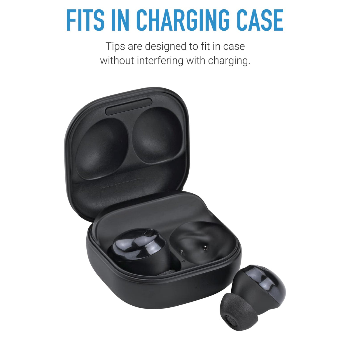 Noise isolation graphic shows Comply foam tips improving ambient sound