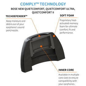 Comply noise-isolation memory foam tip blocks distractions for focused listening.