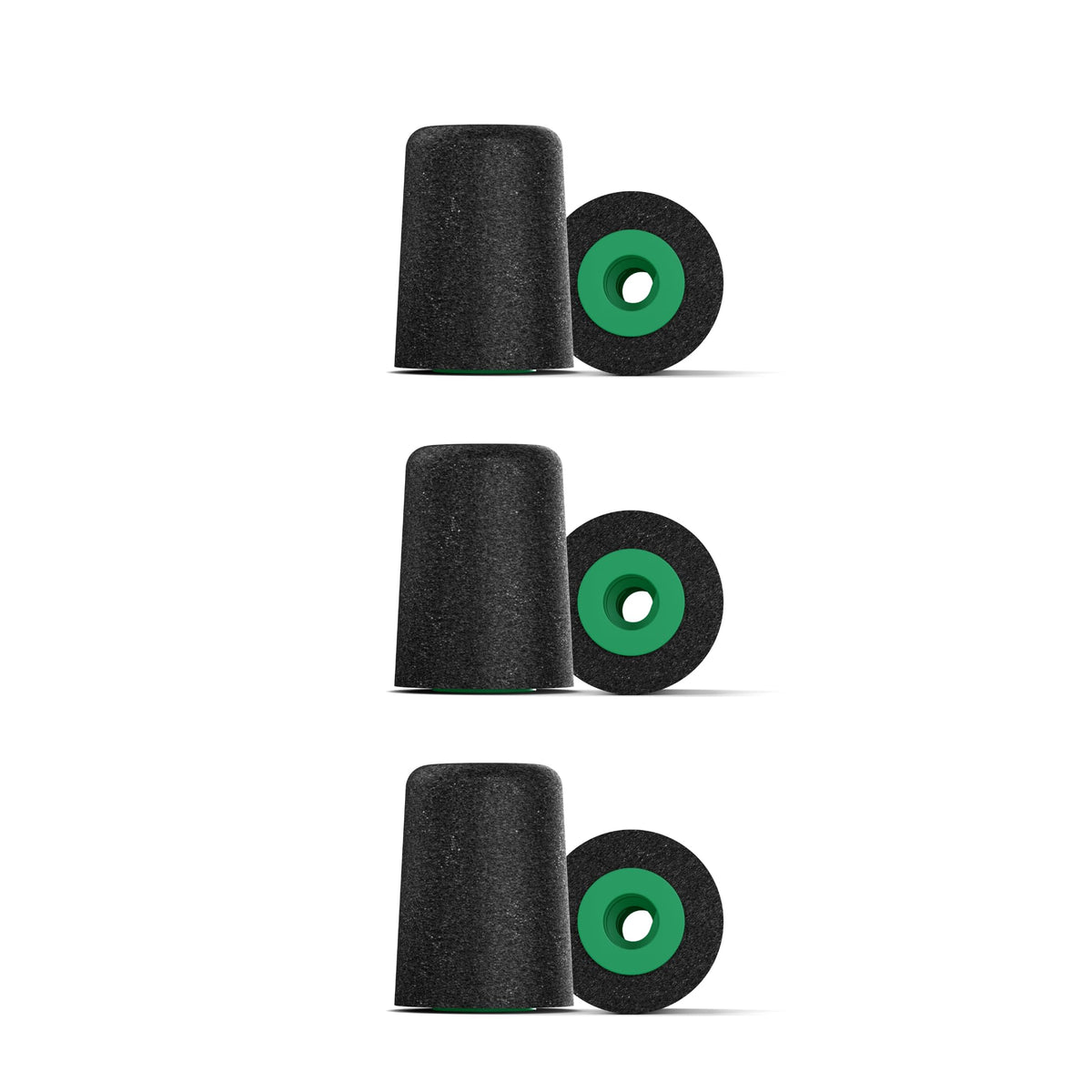 Comply P-Series ear tip close-up showing secure, comfortable fit for all-day wear.