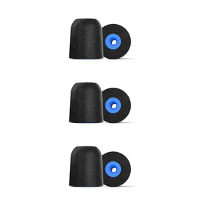Comply P-Series memory foam tip close-up showing secure, custom-fit seal.