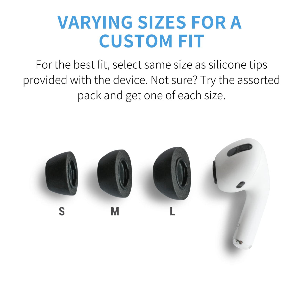 COMPLY three pairs laid out to show spare tips and convenience