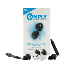 Comply TrueGrip eartip foam closeup showing comfort and secure fit for AirPods Pro