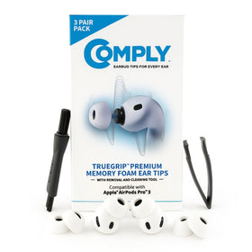 COMPLY TrueGrip foam-tip close-up demonstrating adaptable memory foam for a personalized ear seal