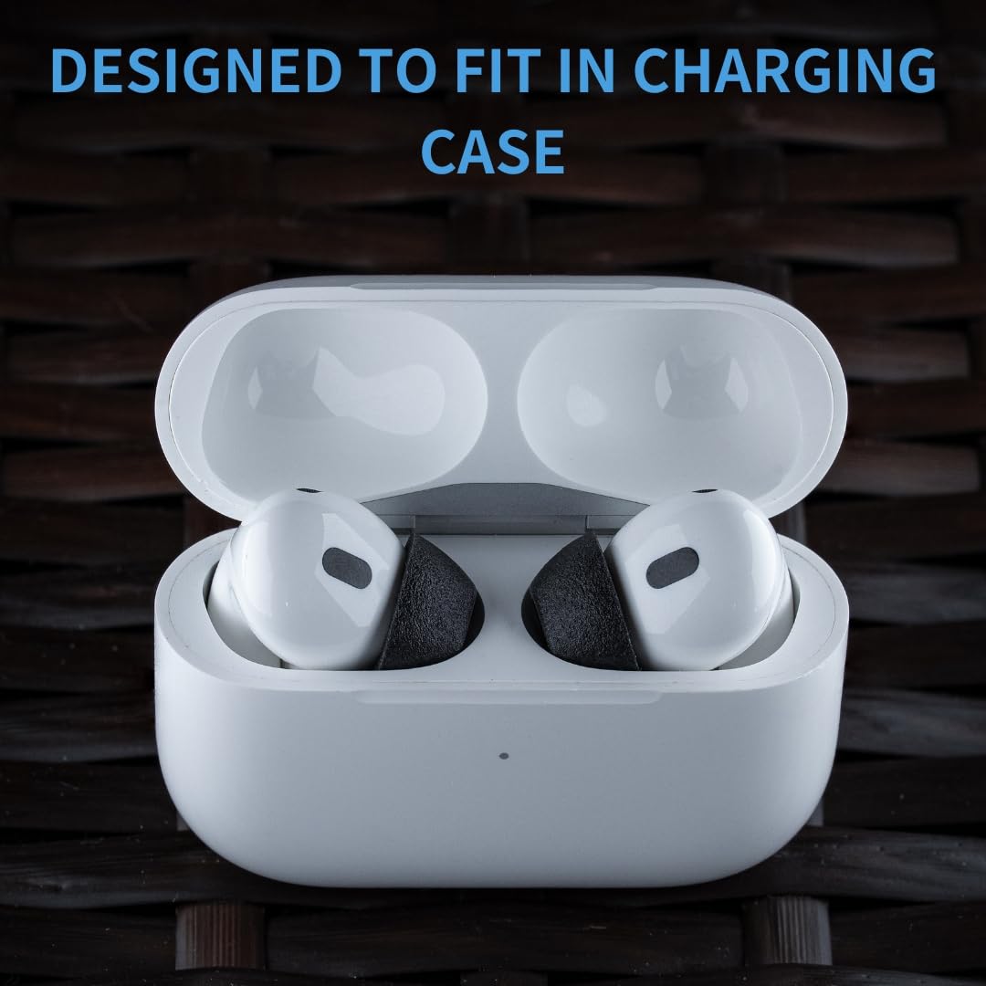 COMPLY tip mounted on AirPods Pro demonstrating secure connection and stability