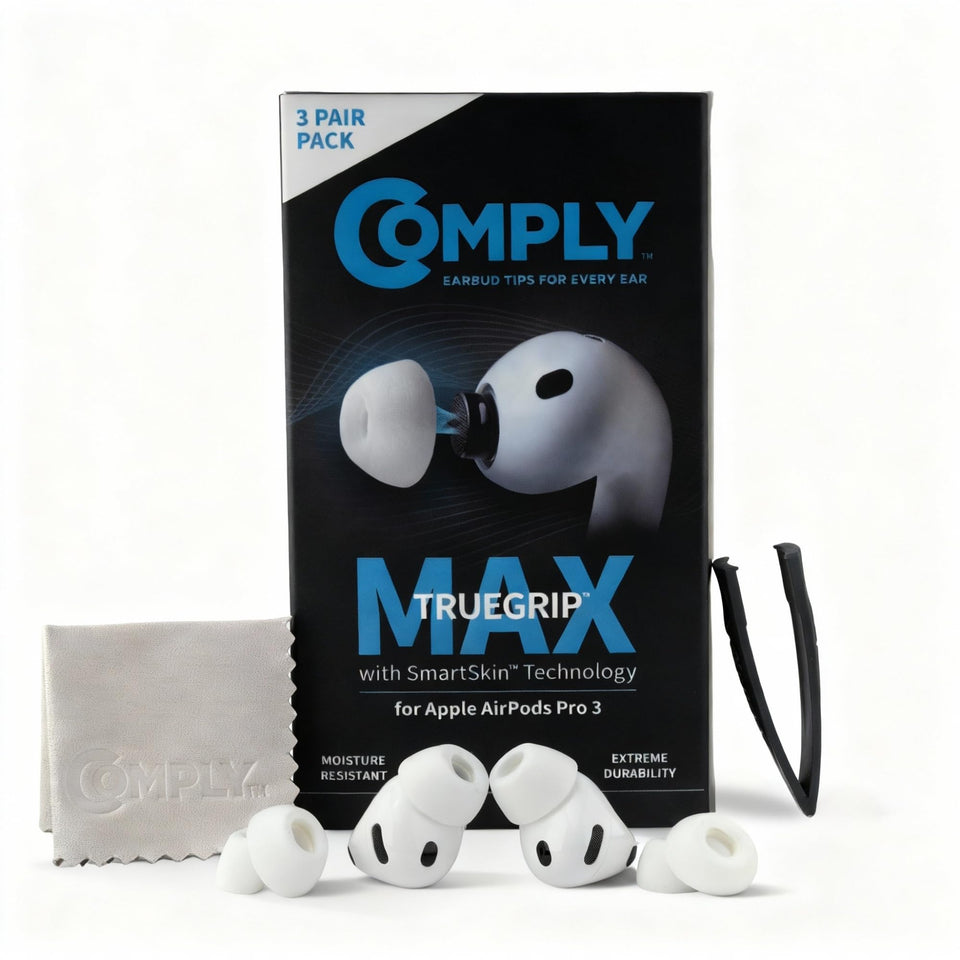 COMPLY TrueGrip MAX front packaging showing tips and benefits