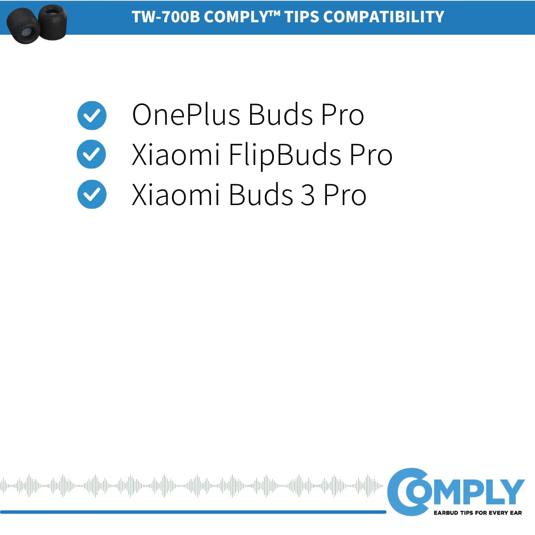 COMPLY TW-700-B wide compatibility with Pixel Buds Pro 2 and more