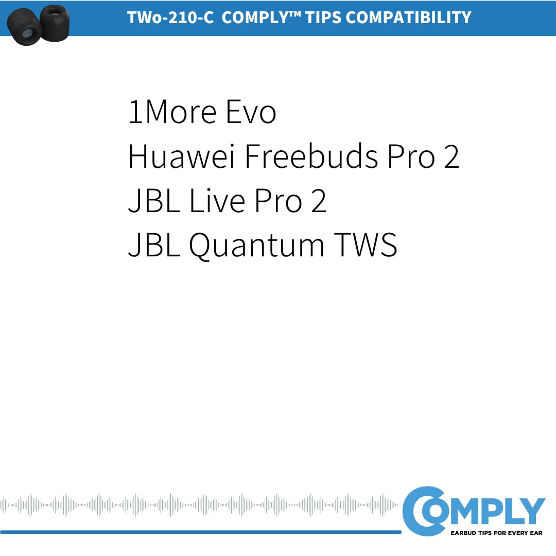 COMPLY TWo-210-C memory foam tip provides noise isolation for immersive listening.