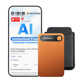 Comulytic Note Pro AI Voice Recorder with kit and case for portable productivity.