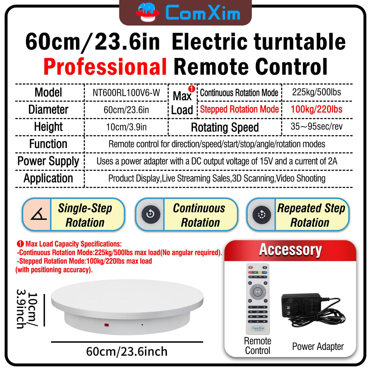ComXim remote turntable side control panel for precise angle adjustments during shoots.