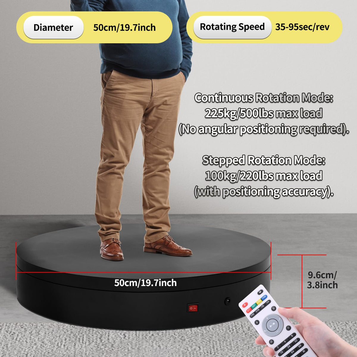 ComXim remote turntable speed adjustment dial enables quick rotation changes.