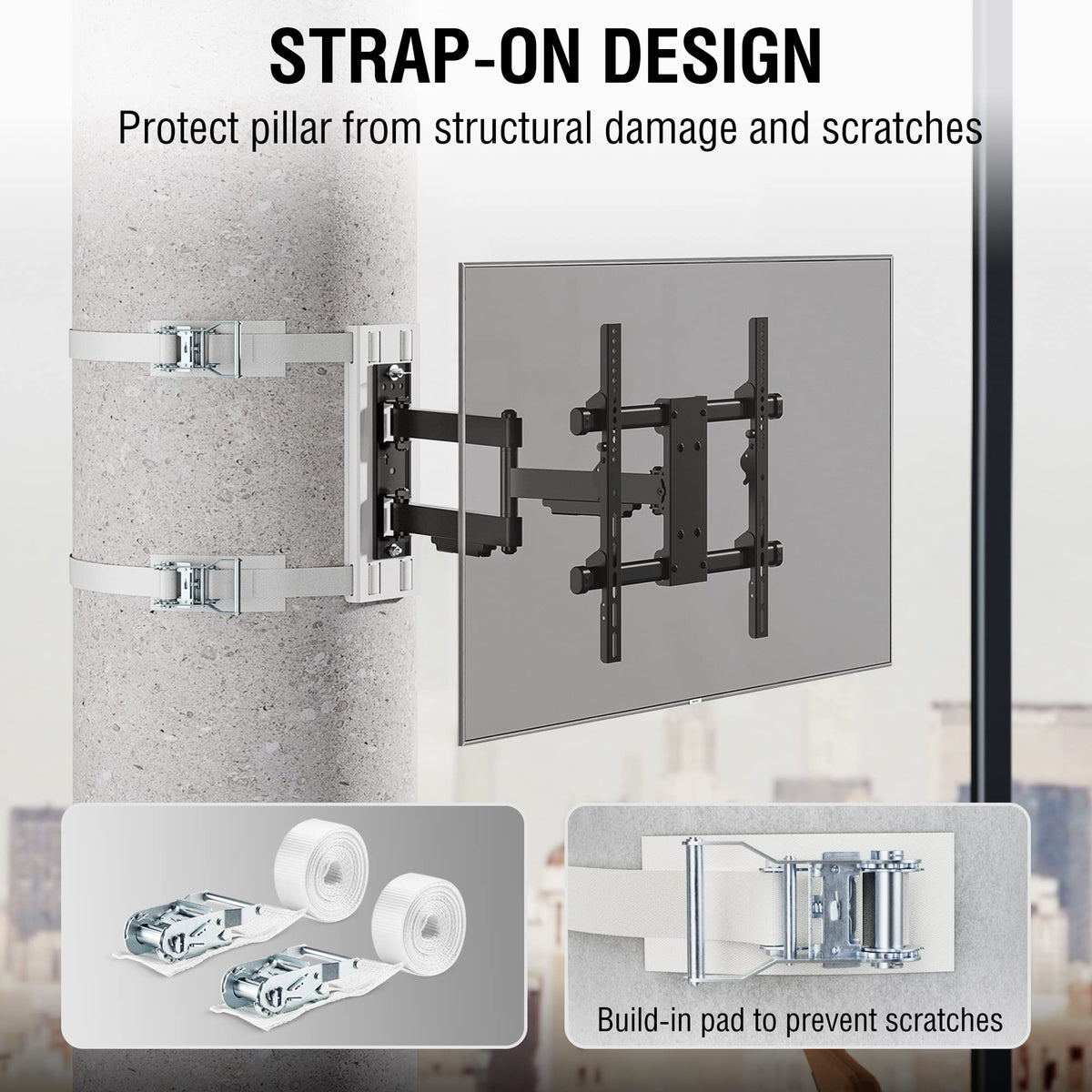 CondoMounts EasyTight mechanism speeds tool-free, simple mounting.