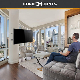 CondoMounts no-drill installation on columns for condo-friendly setups.