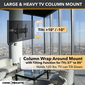 CondoMounts versatile tilt setup supports 37-85 inch TVs for outdoor gazebos.
