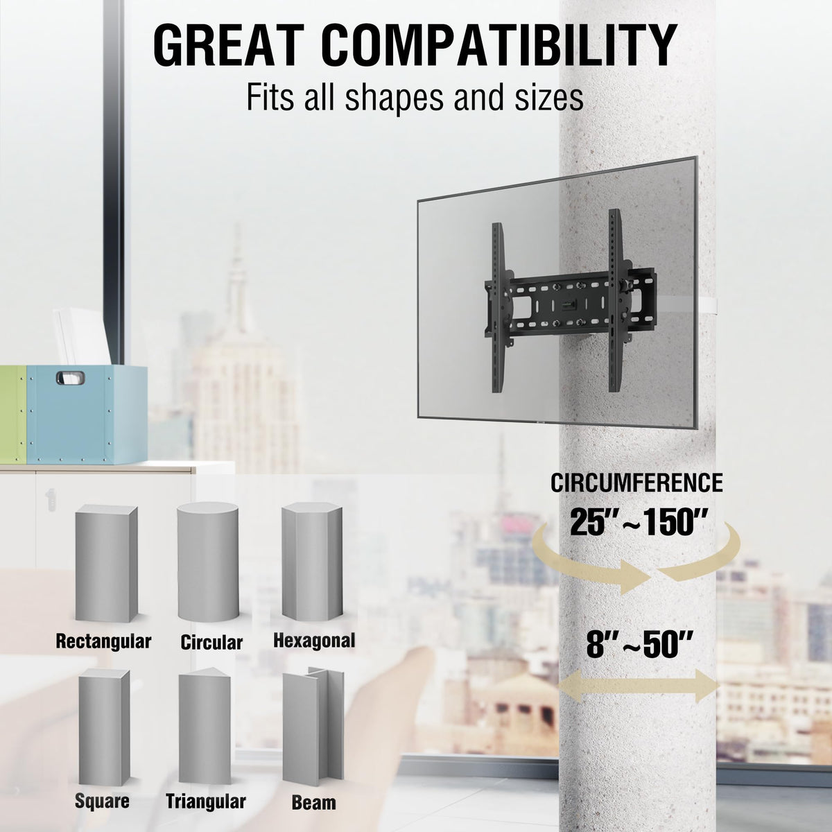 CondoMounts VESA 600x400 compatibility supports a wide range of TVs.