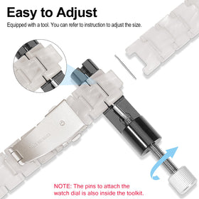 Conidido stainless steel buckle detail illustrating secure, easy adjustment