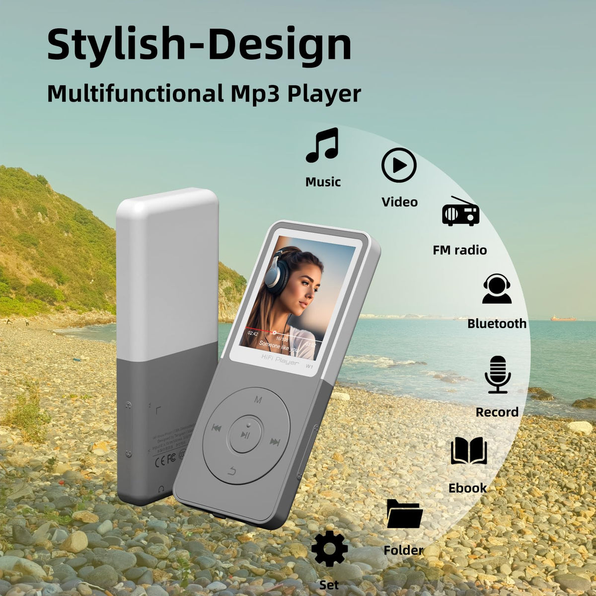 CONODO MP3 Player with Bluetooth transmission for stable wireless listening during workouts.