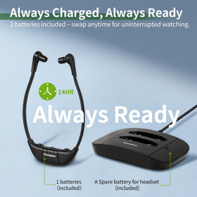 Conqier spare battery included for longer TV sessions