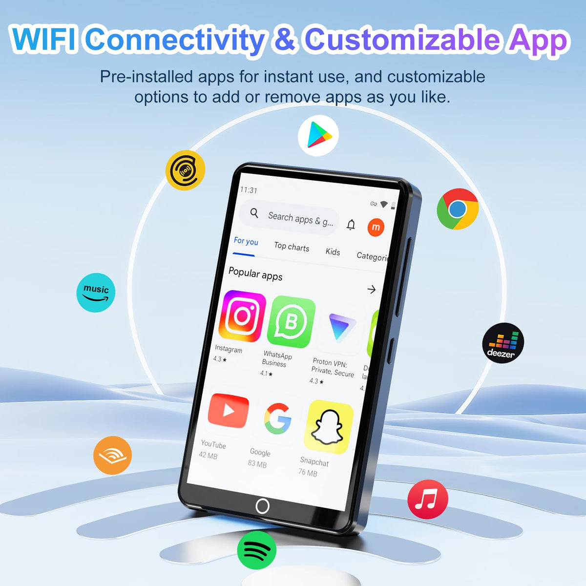 Conrain 4.02-inch touchscreen display for easy navigation and playback