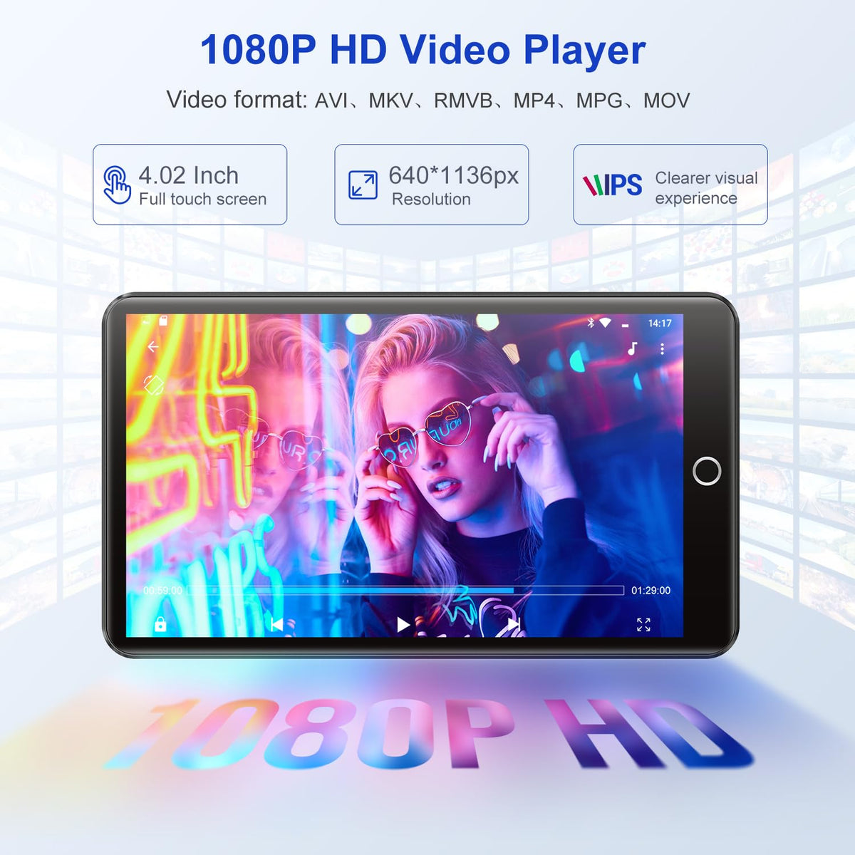 Conrain 96GB MP3 Player Wi-Fi streaming for online entertainment