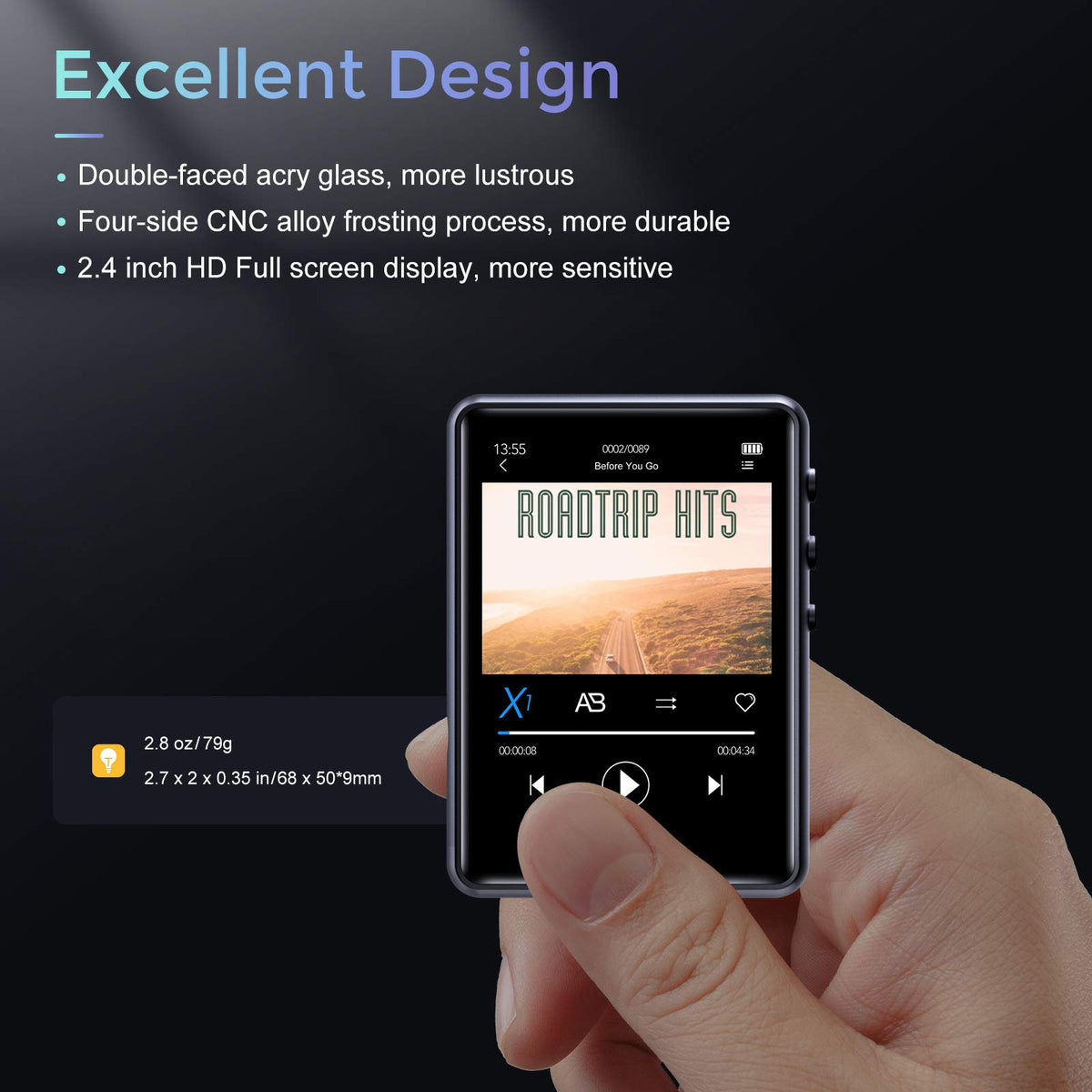 Conrain MP3 Player supports TF card up to 128GB for extra memory.