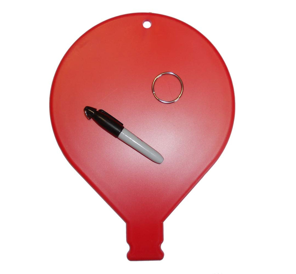 Control Balloon Products large red tag front view with ring for instant visibility