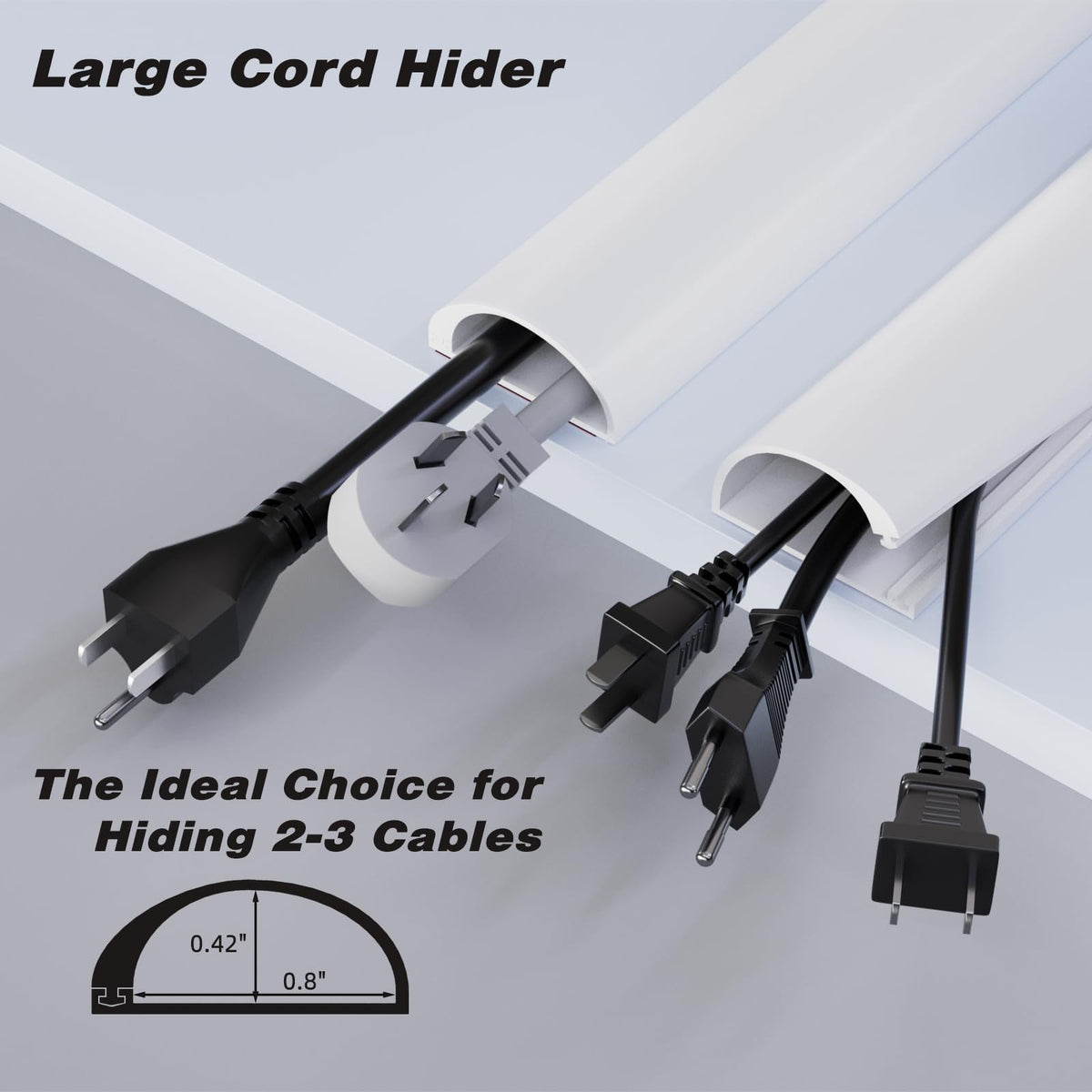 Conwang large self-adhesive cable hider keeps multiple cords neatly organized behind furniture.