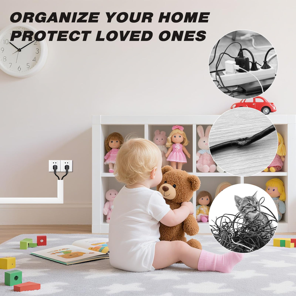 Conwang under-desk cord management keeps desk areas tidy and safer for pets.