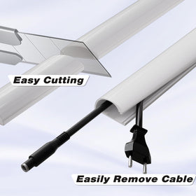 Conwang wall cable concealer white blends with walls while concealing clutter.