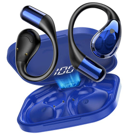 Conyat blue open-ear headphones front view showing lightweight fit and comfort