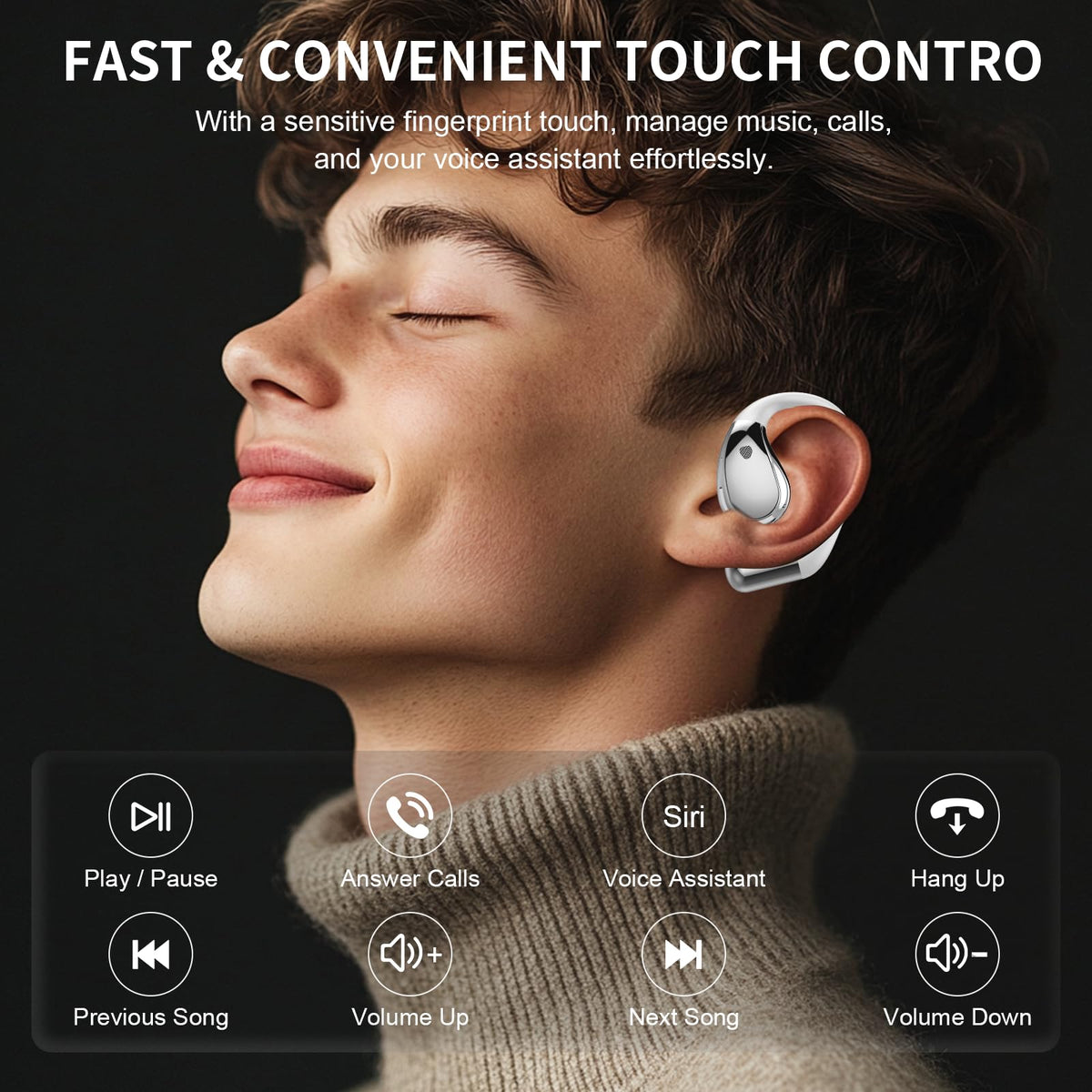 Conyat Open-Ear Headphones adjustable ear hooks for secure stable fit