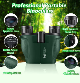 COO&KOO pocket binoculars with discreet green shell ideal for subtle birdwatching