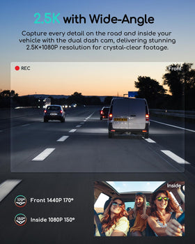 COOAU interior night vision view with IR lighting for clear low-light footage.