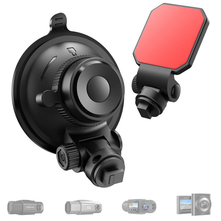 COOAU front view mounted on windshield showing secure positioning and clear road capture