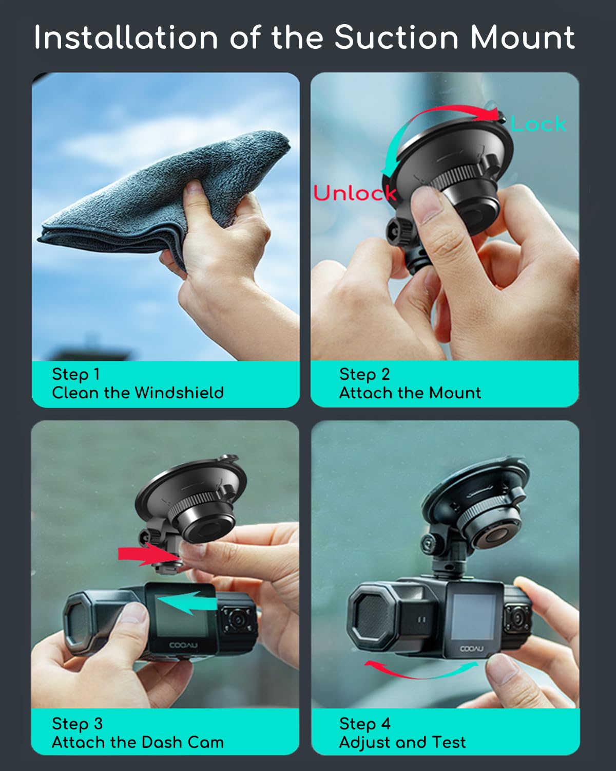 COOAU side profile with D20 camera attached showing compact fit and adjustable angle