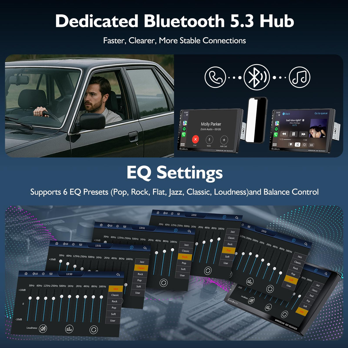 COOCOM DSP EQ 10-band tuning enables customized sound across drives