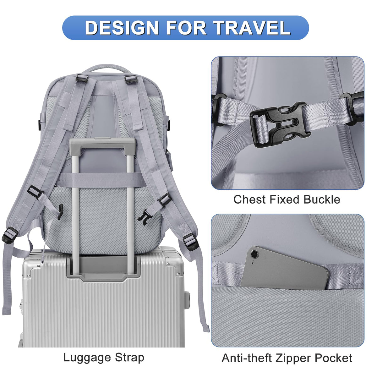 coofay traveler using the backpack at an airport for hands-free travel