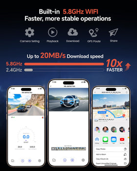 COOLCRAZY dashcam with 5G WiFi enables quick video transfer to your phone
