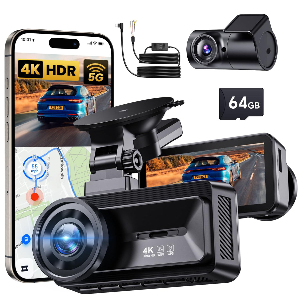 COOLCRAZY dashcam front view with 4K Starvis for clear license plate capture