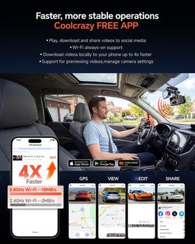 COOLCRAZY dashcam GPS shows speed and route on screen for context