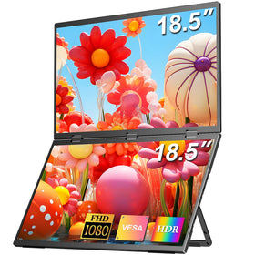 COOLHOOD 18-5in portable monitor folded setup boosts on-the-go multitasking.