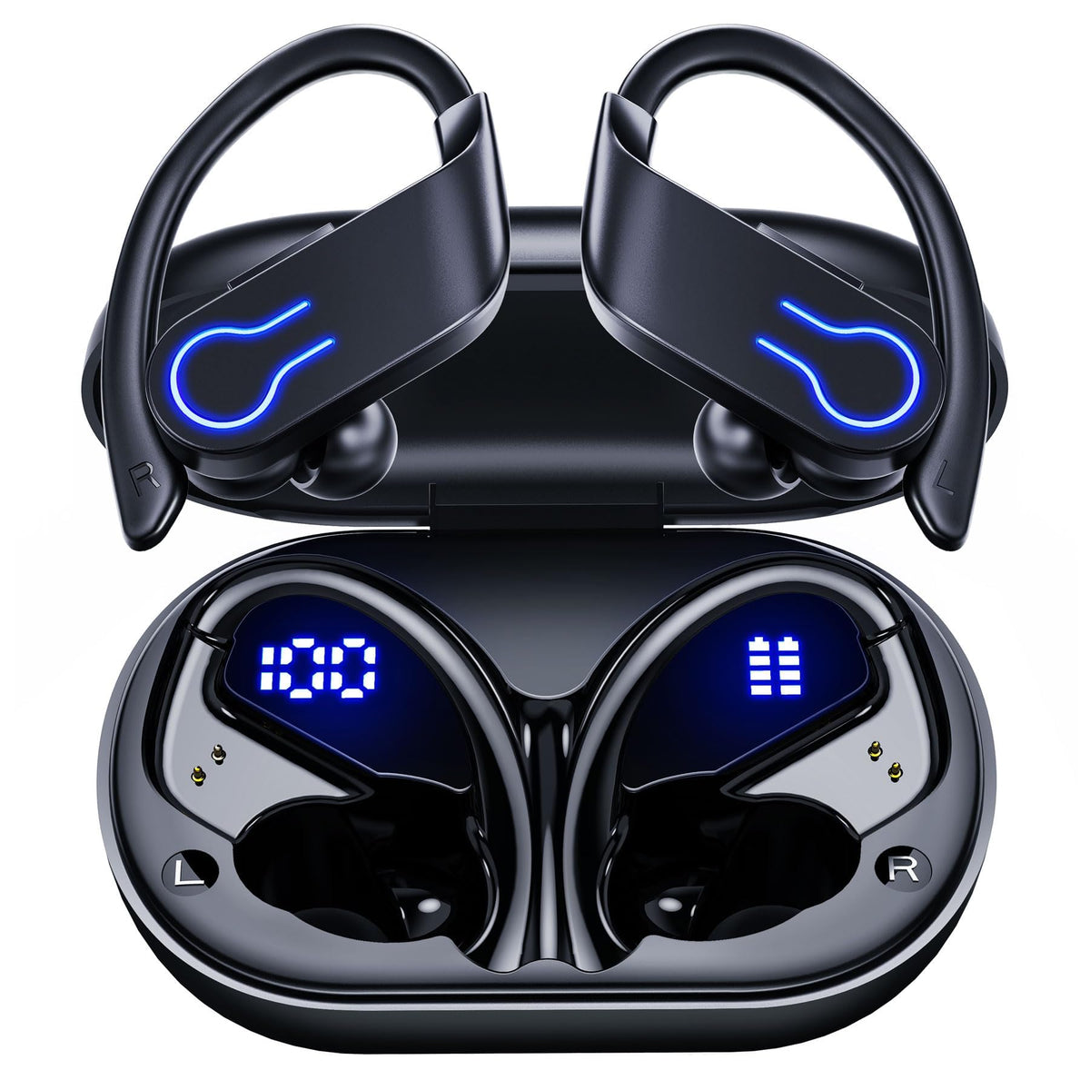 CoolJumper earbuds with LED case display for quick battery status.