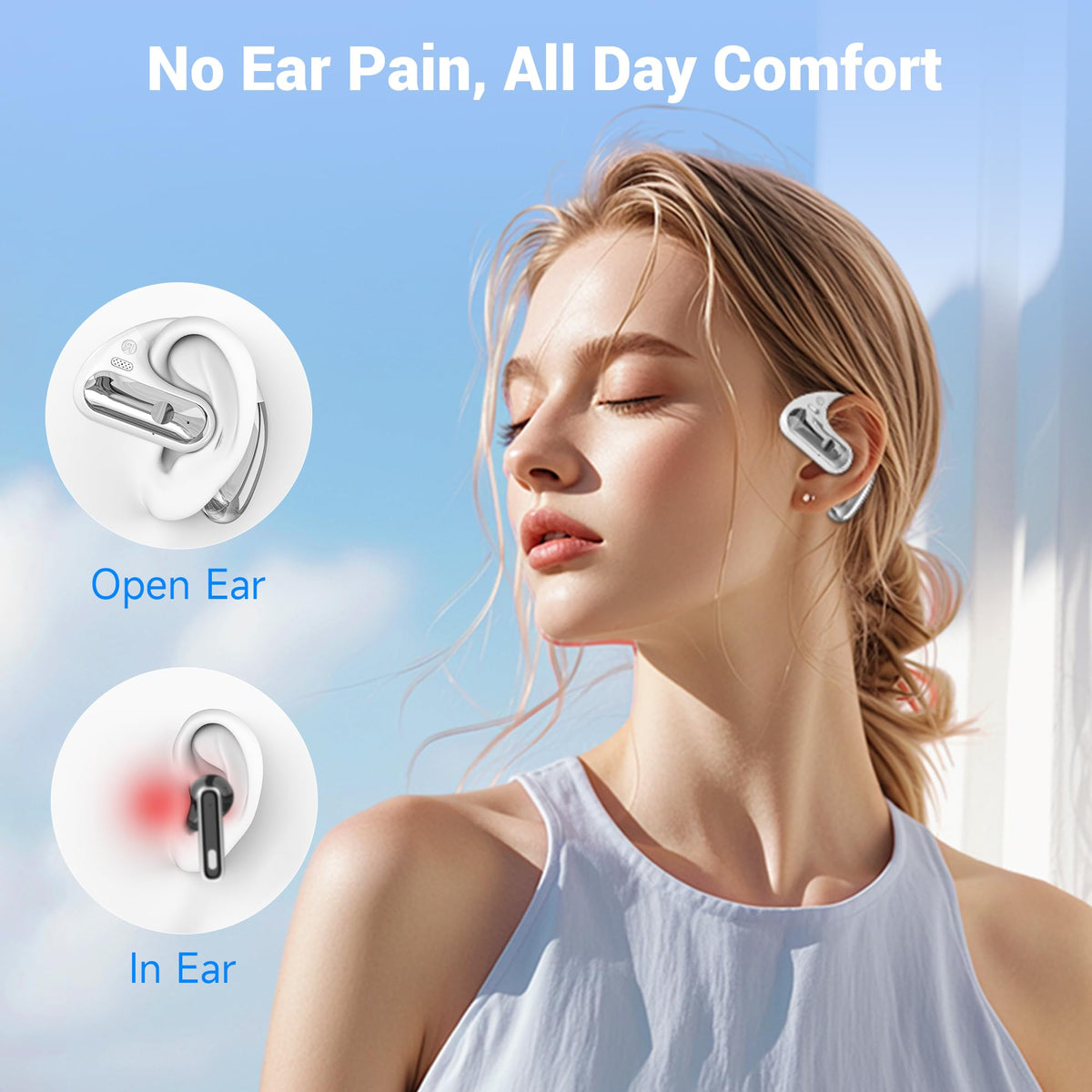 CoolJumper Open Ear Headphones ultra-lightweight design keeps ears comfortable.