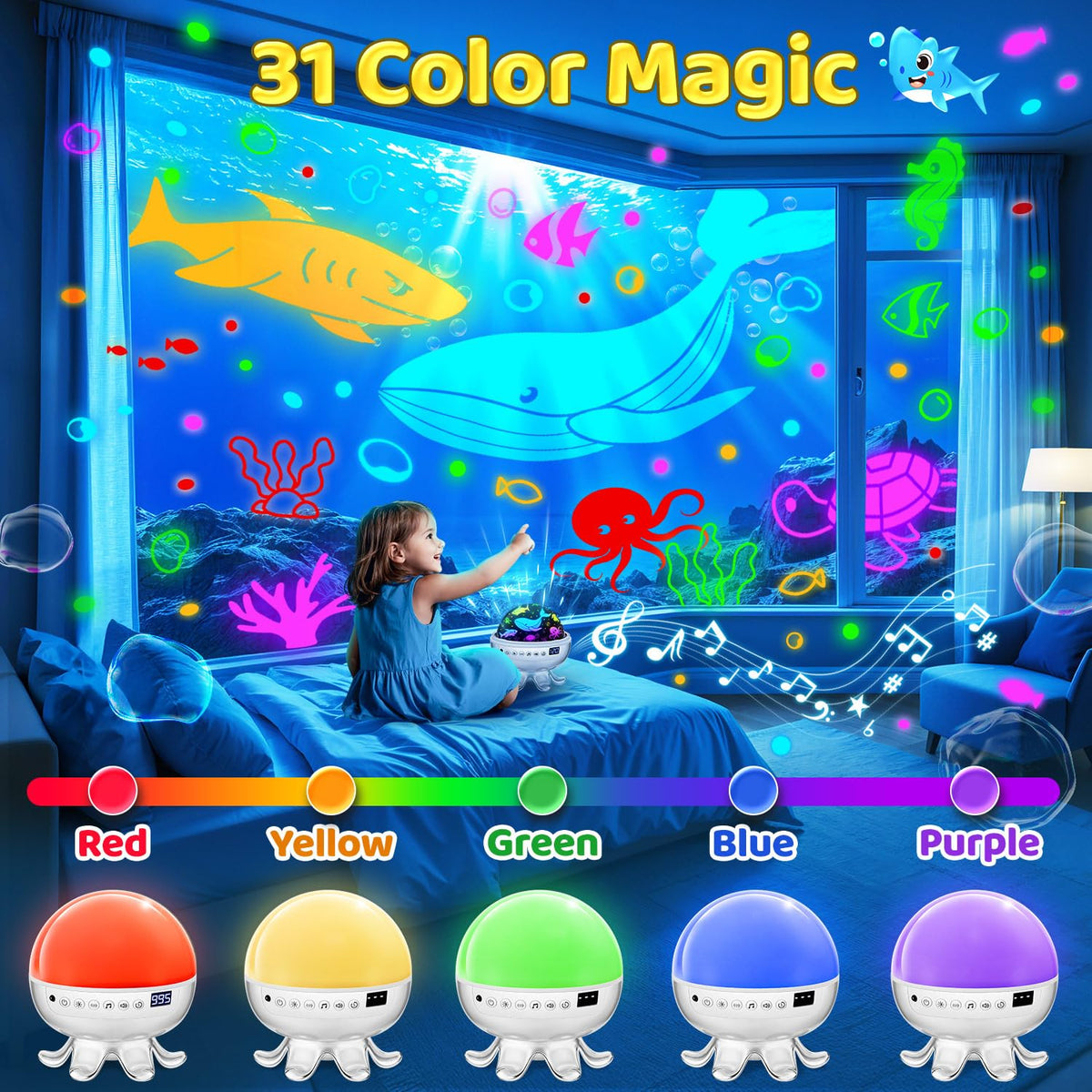 COOLNIGHT ocean animals film projecting sea scenes to spark imagination